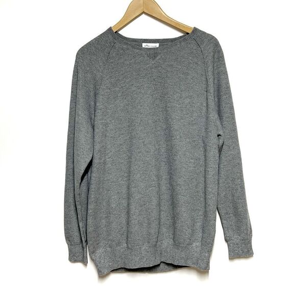 Peter Millar Cotton Merino Wool Grey Honeycomb Crew Neck Sweater Mens XL - Picture 2 of 5